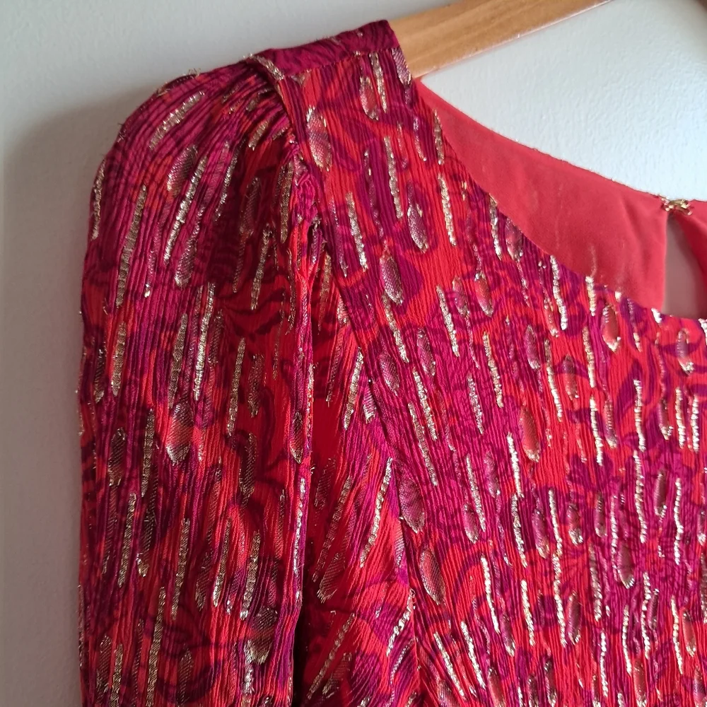Lilly Pulitzer Alfreda Long Sleeve Blouse Red Purple Size 16
